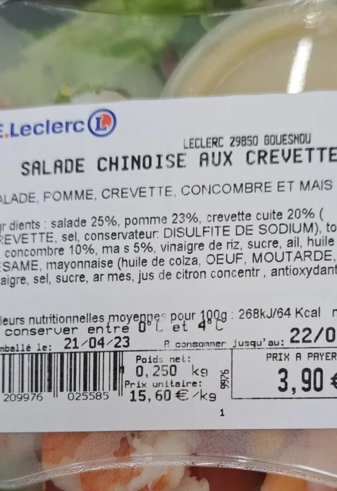 Salade chinoise aux crevettes
