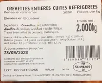 Crevette entieres cuites refrigerees