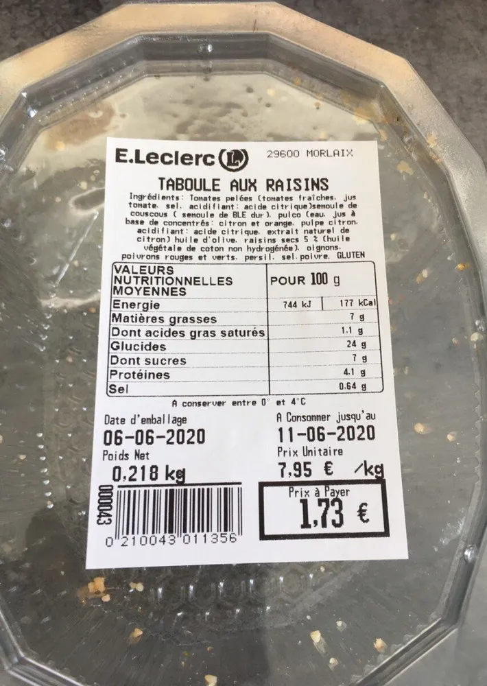 Taboulé aux raisins