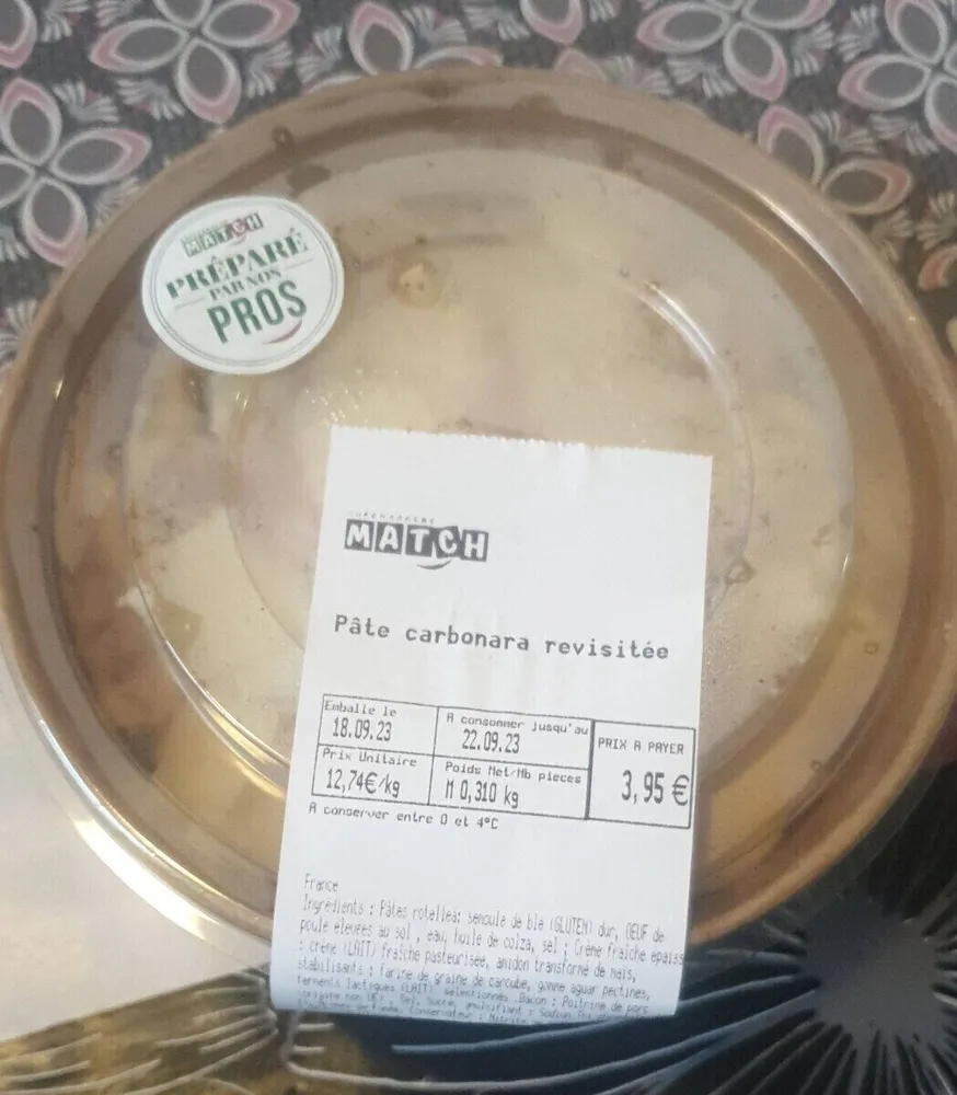 Pate carbonate revisitée