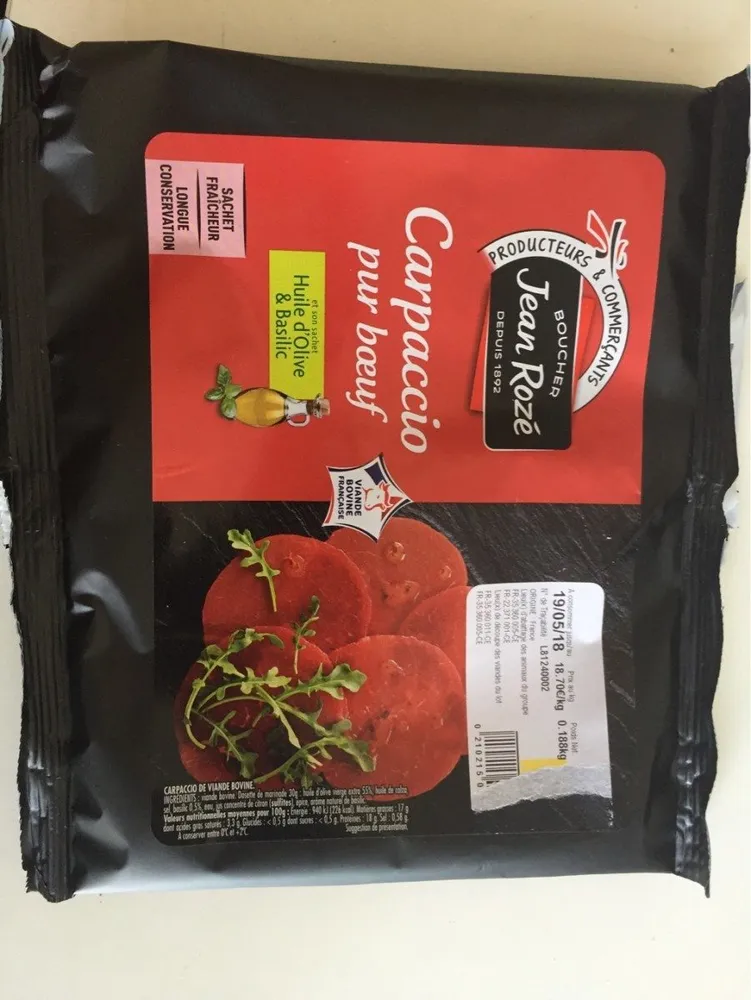 Carpaccio pur boeuf