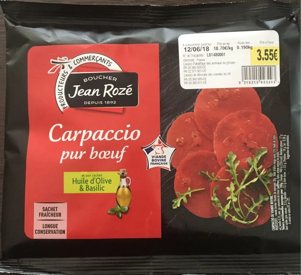 Carpaccio pur boeuf