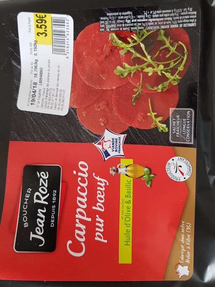 Carpaccio pur bœuf - Jean Rozé