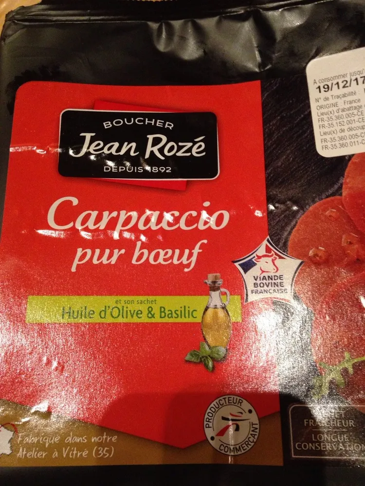 Carpaccio pur boeuf