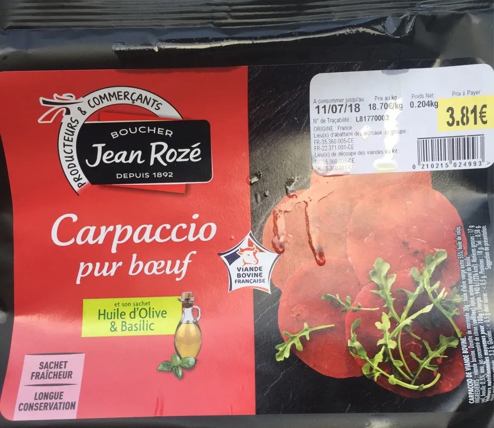 Carpaccio pur boeuf