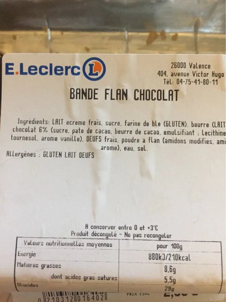 Bande flan chocolat