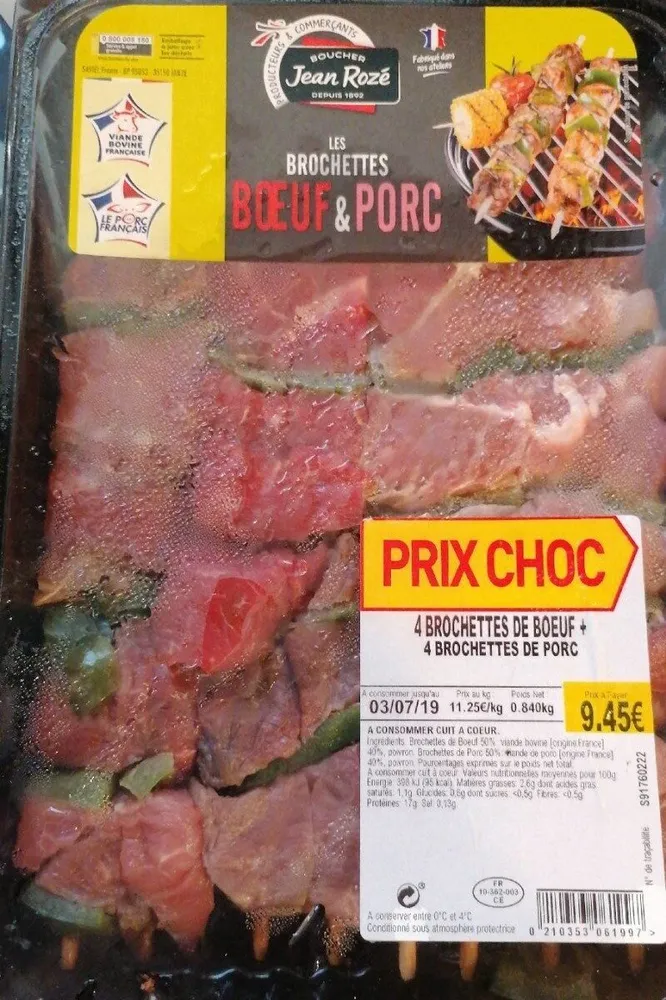 Brochette bœuf et porc
