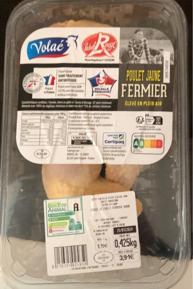 Cuisses de poulet jaune fermier