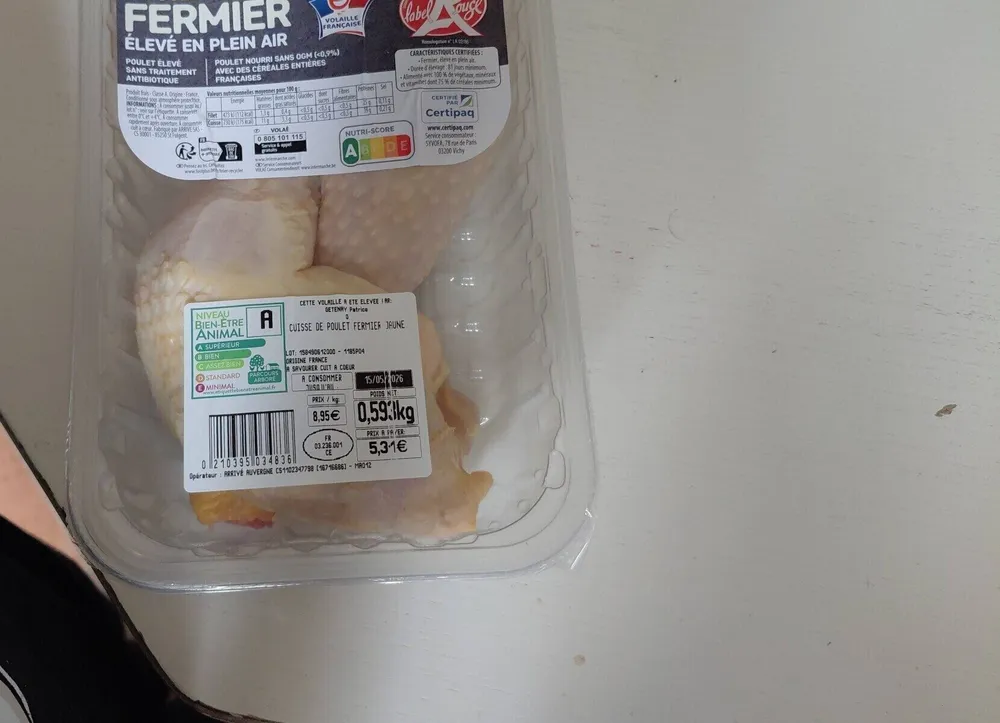 Poulet jaune fermier