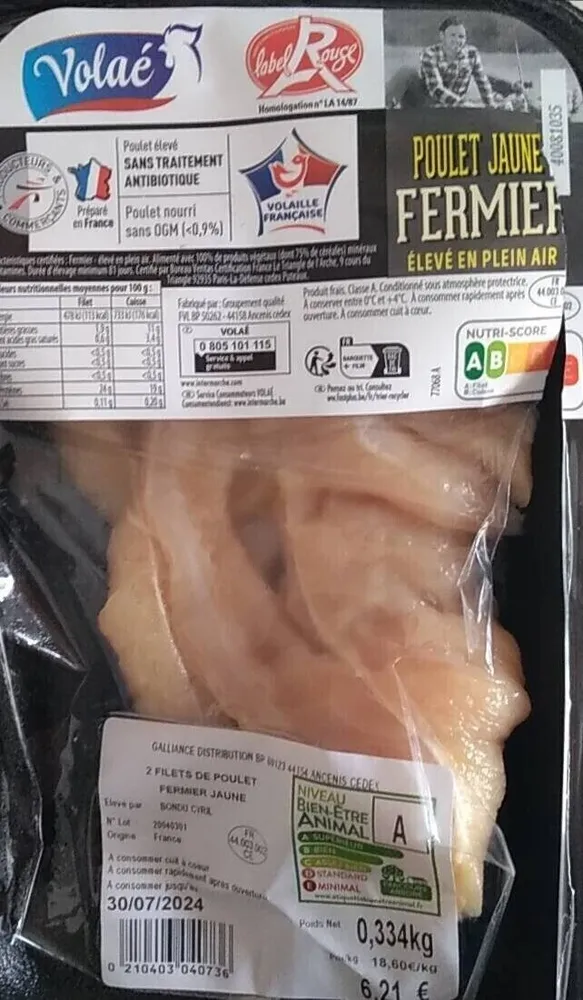Poulet jaune fermier