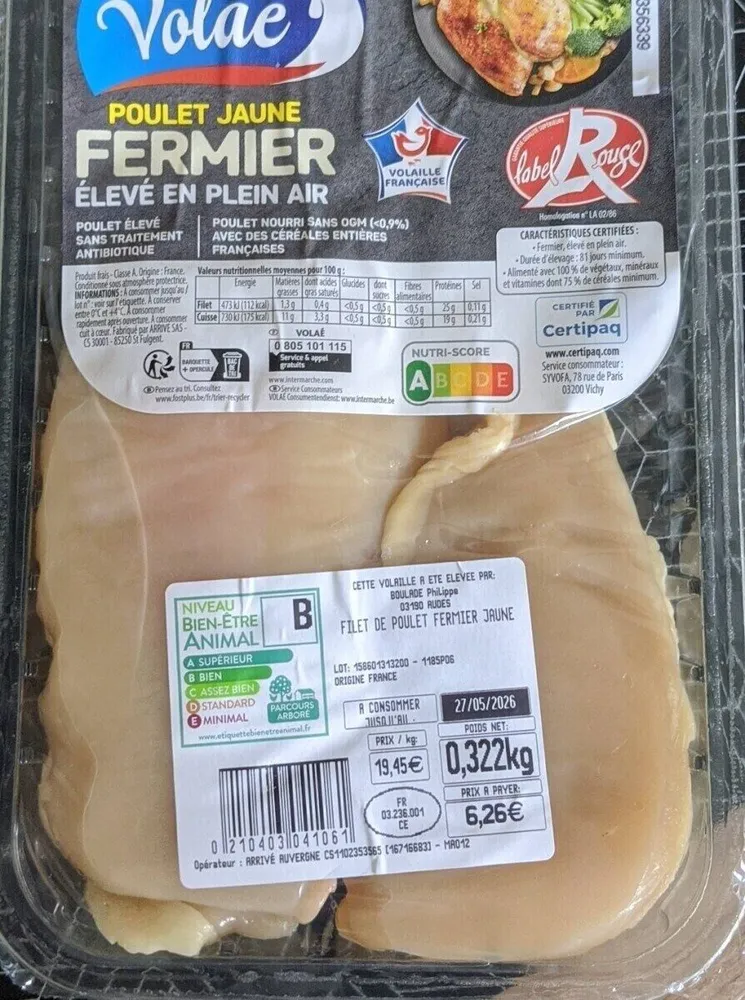 Poulet jaune fermier
