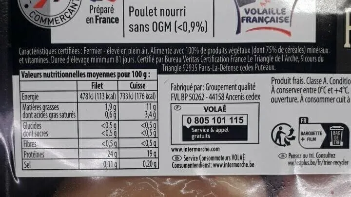 Filets de Poulet jaune fermier