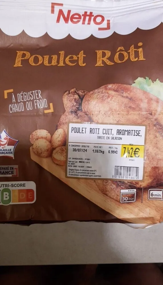 Poulet rôti cuit