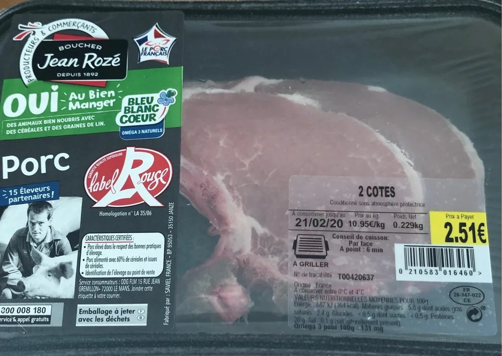 Cotes de porc