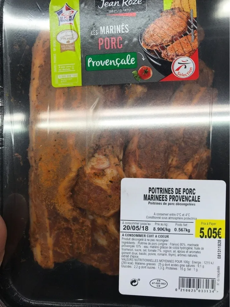 Poitrine de porc marinees provencale