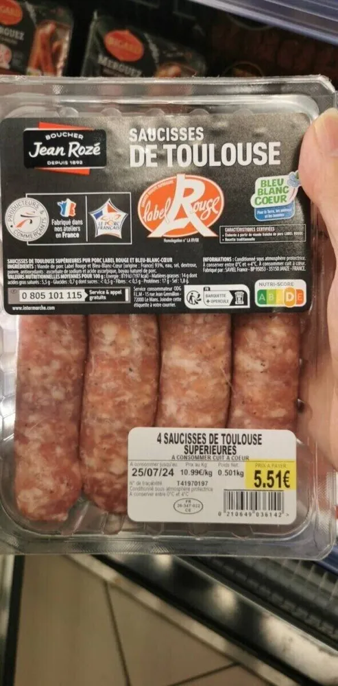 Saucisse de Toulouse  label rouge