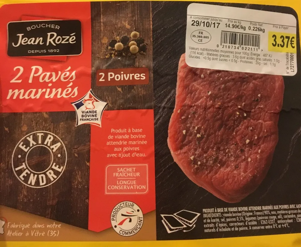 2 pavés marinés au 2 poivres