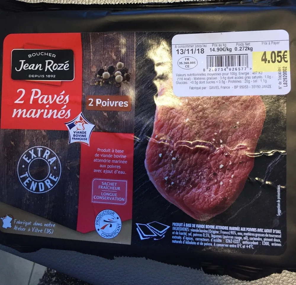 Pavés marinés aux 2 poivres