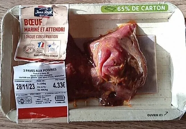 Pavé de bœuf mariné et attendri aux poivres