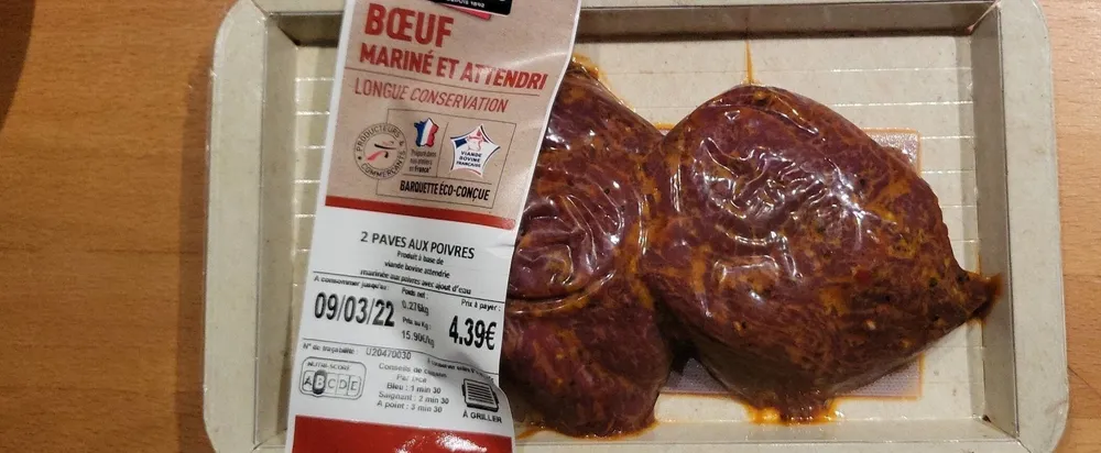 2 pavés de boeuf aux poivres