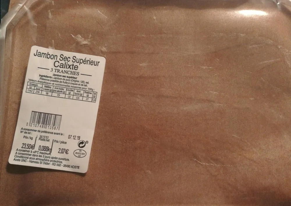 Jambon sec supérieur Calixte