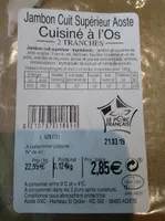 Jambon cuit superieur aoste cuisiné à l'os