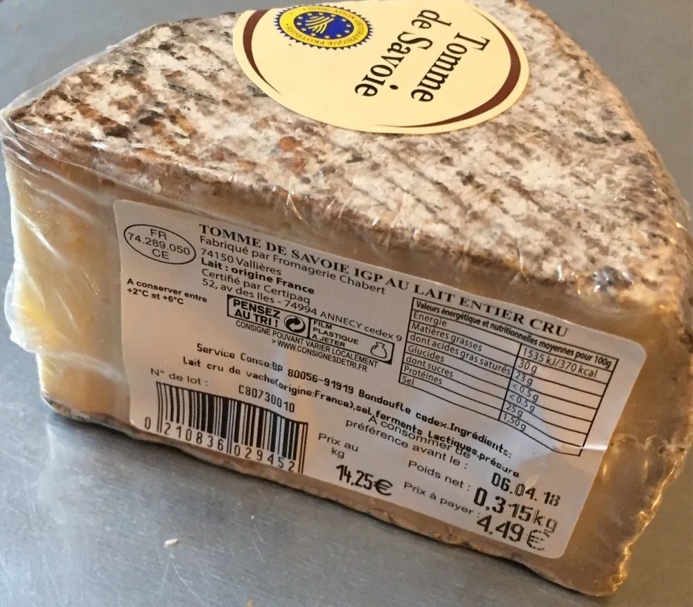 Tomme de savoie IGP au lait entier cru