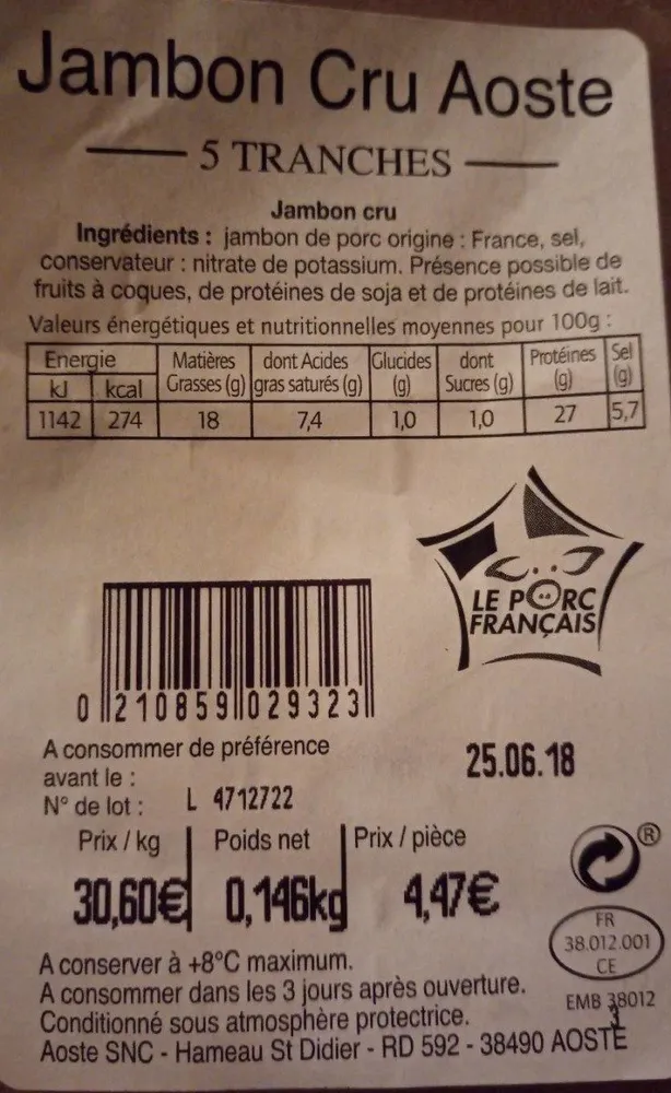 Jambon cru d'Aoste