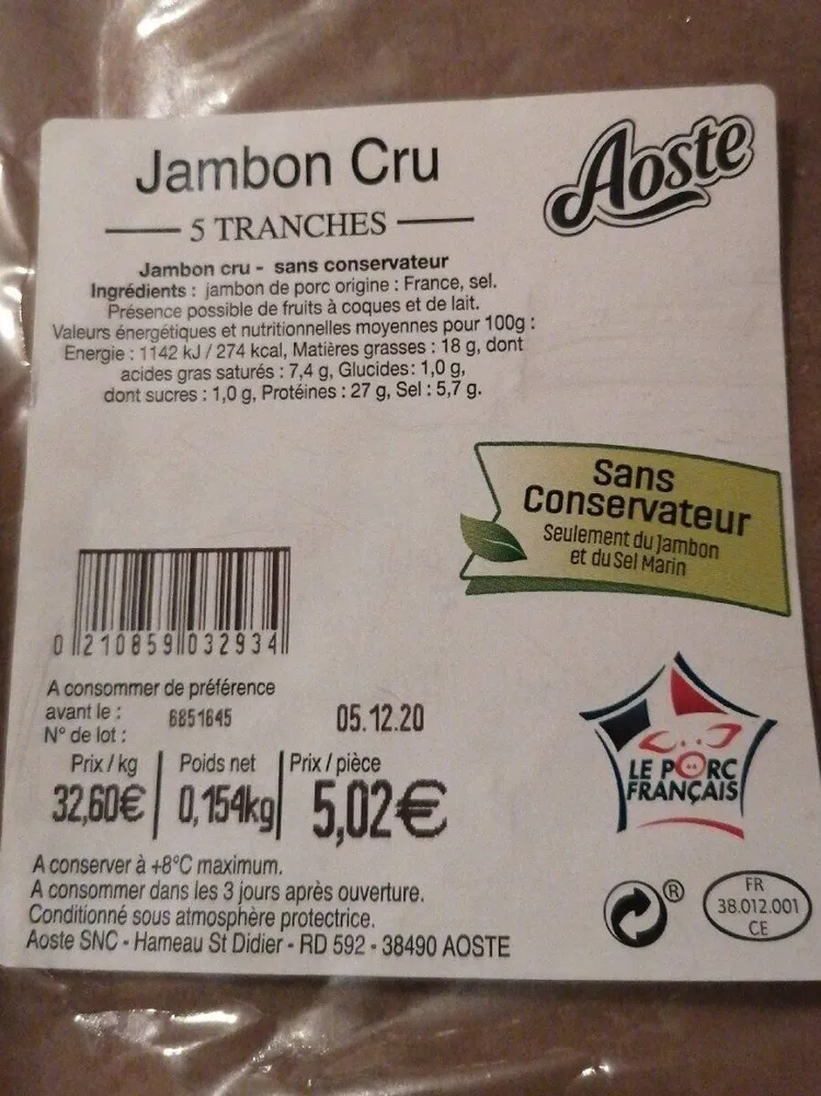 Jambon cru Aoste