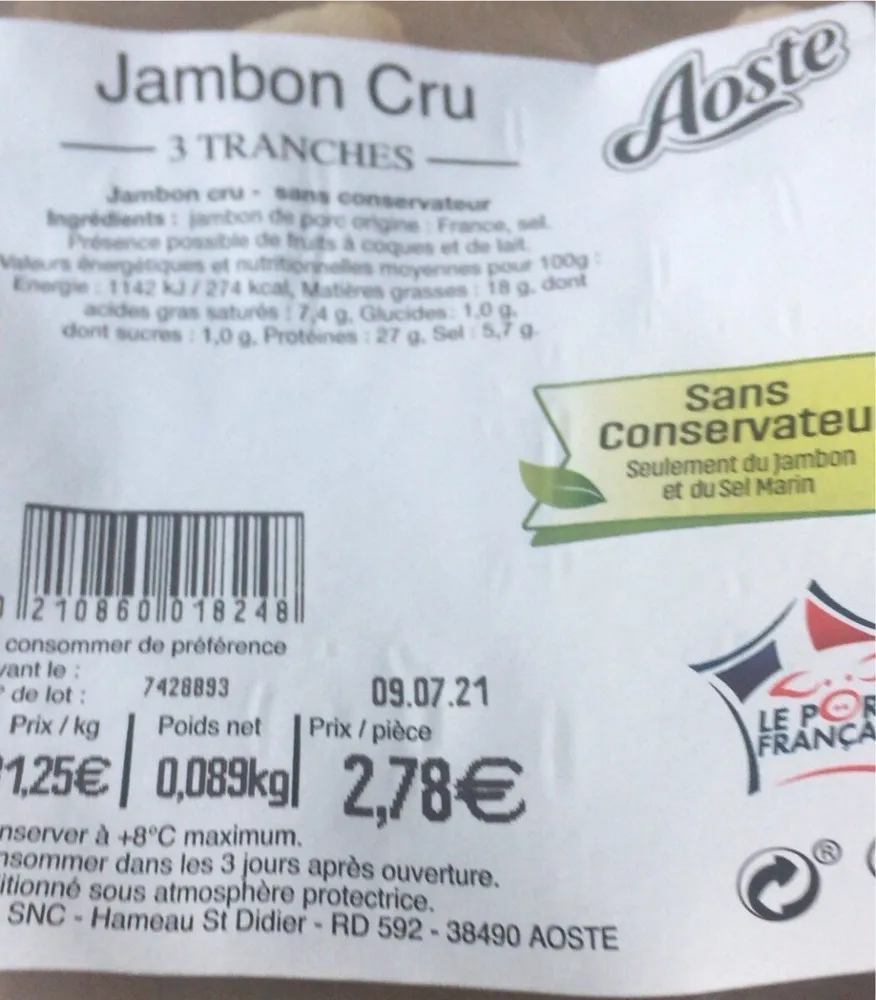 Jambon cru