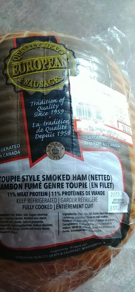 Toupie style smoked ham