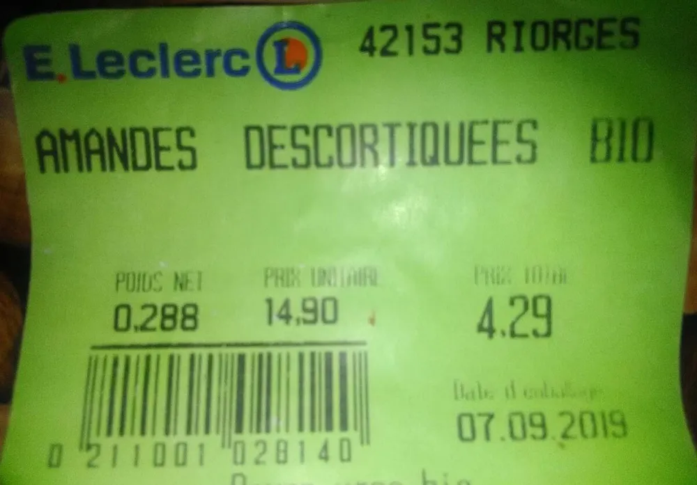 Amandes décortiquées bio