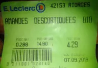 Amandes décortiquées bio