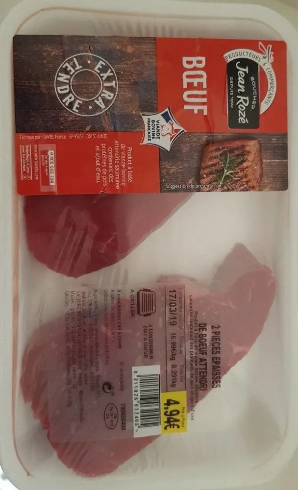 2 pièces épaisses de boeuf attendri