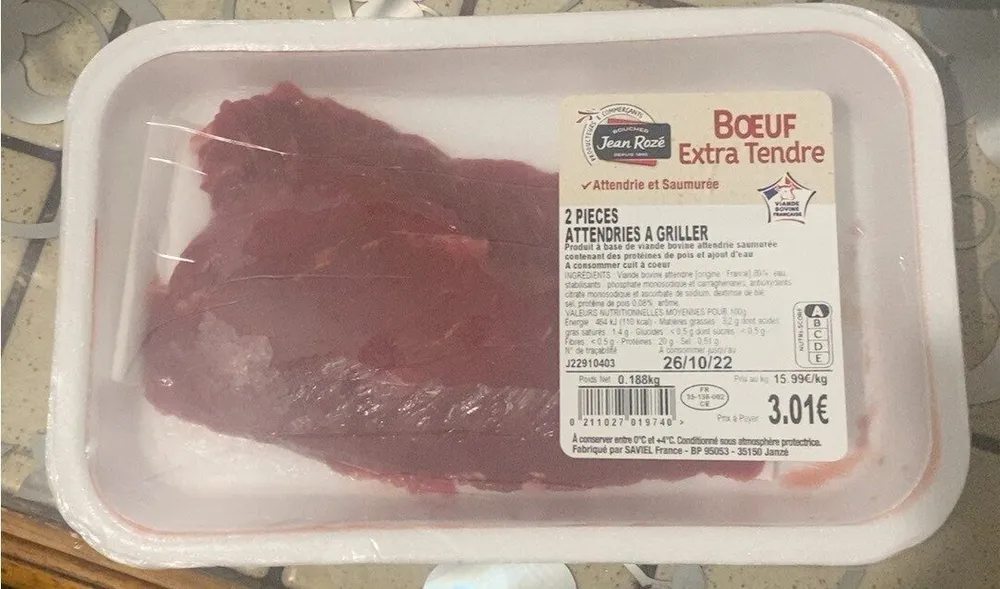 2 pieces attendries à griller