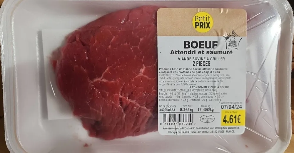 Viande bovine à griller, bœuf attendri et saumuré