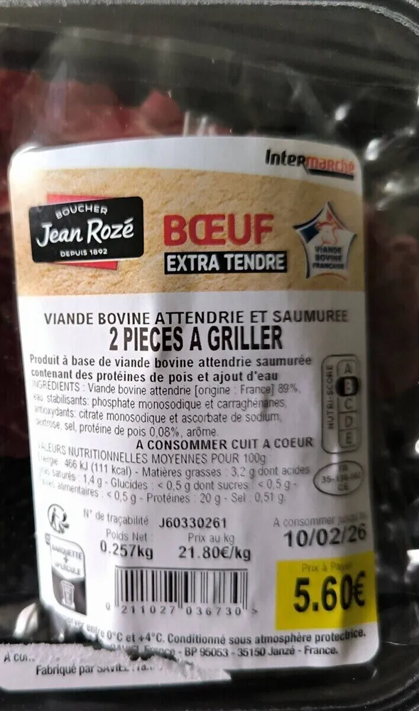Viande bovine attendri et saumurée