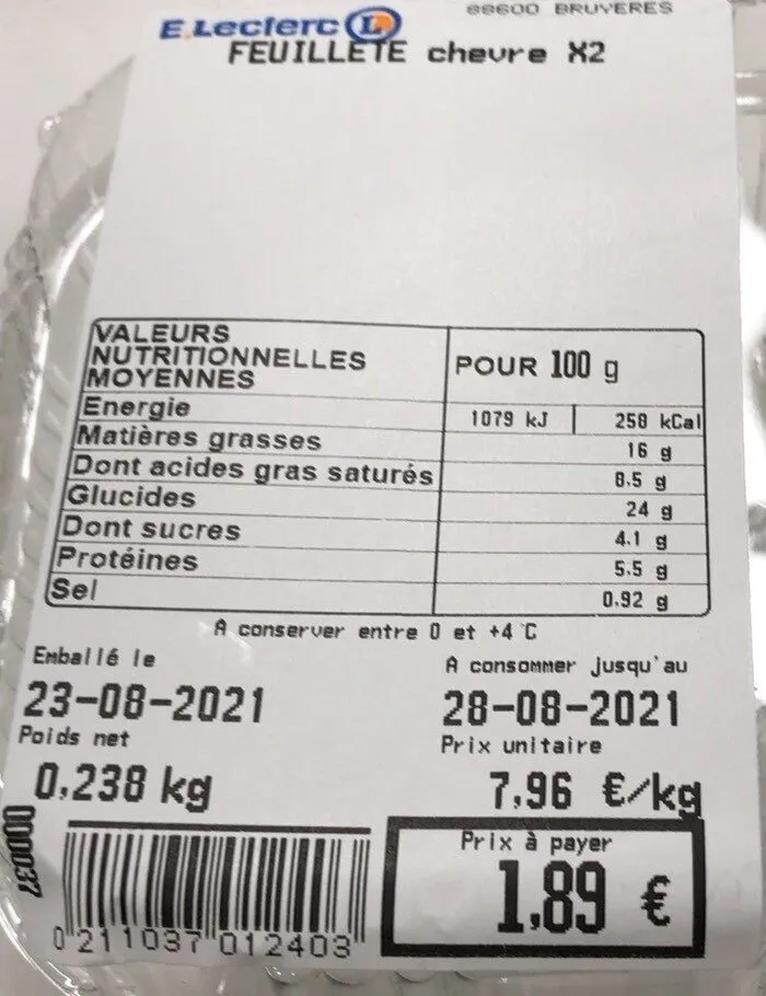 Feuilleté chèvre