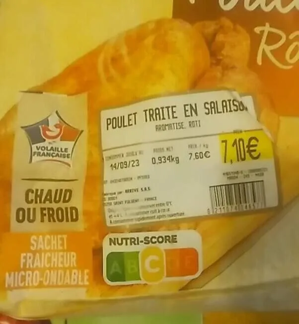 Poulet traité en salaison