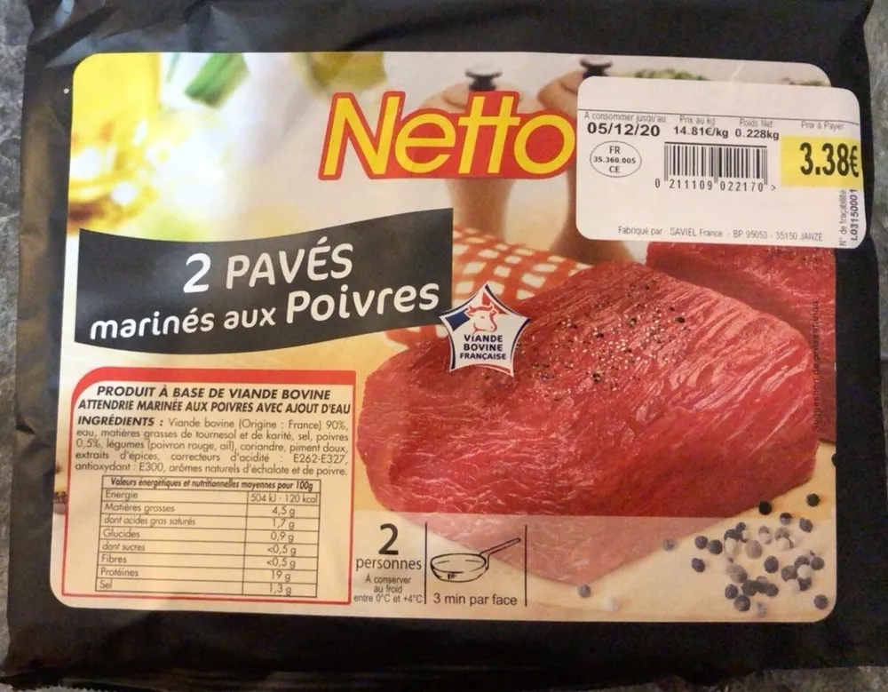 2 pavés marinésaux poivres