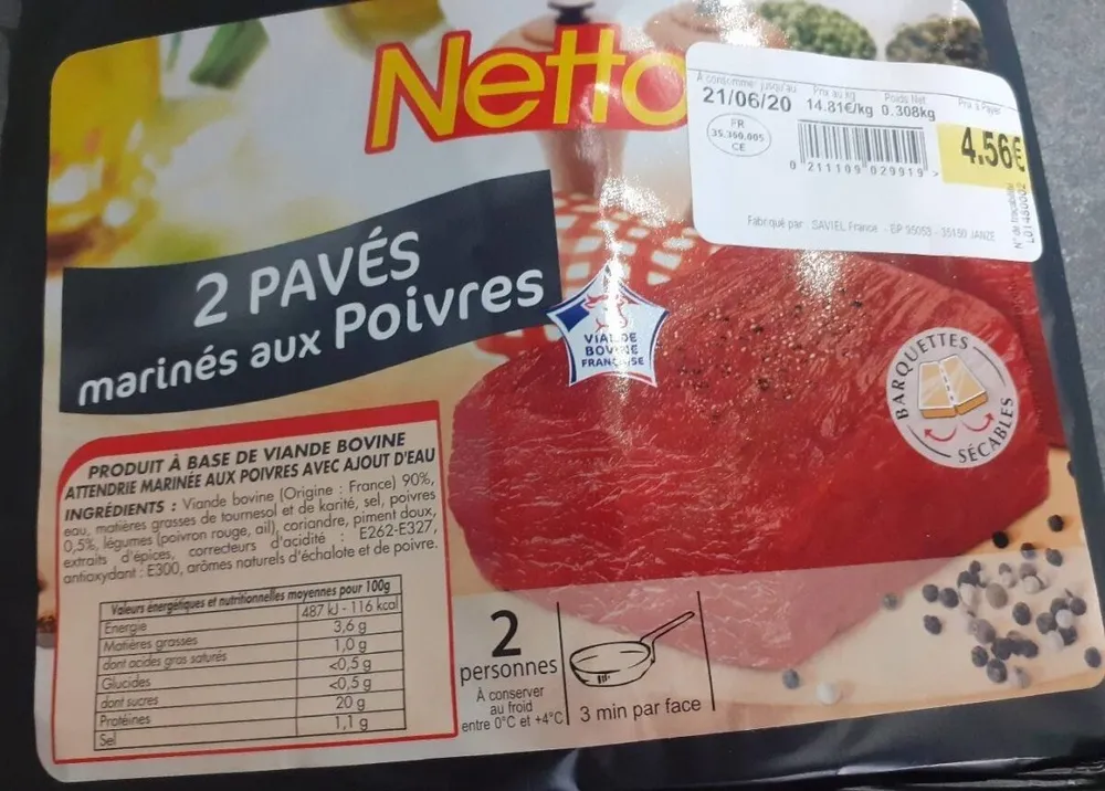 2 pavés marinés aux poivres