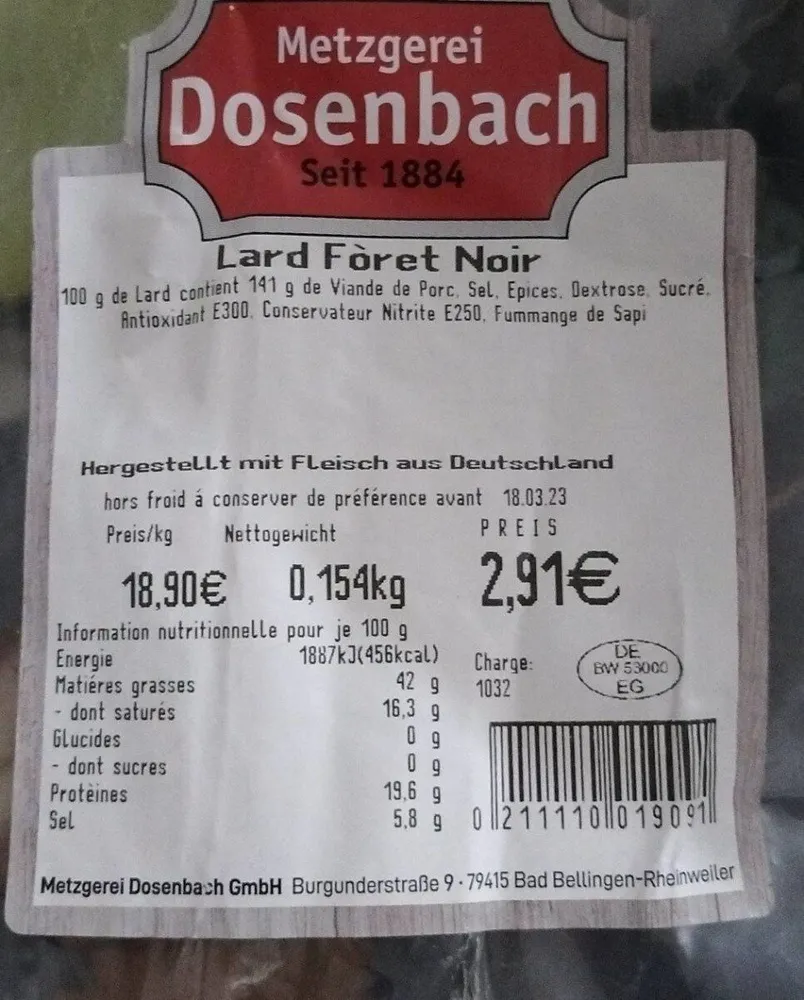 Lard Forêt Noire
