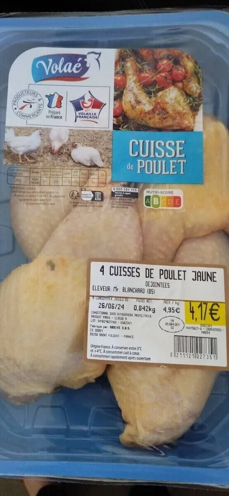 4 cuisses de poulet jaune
