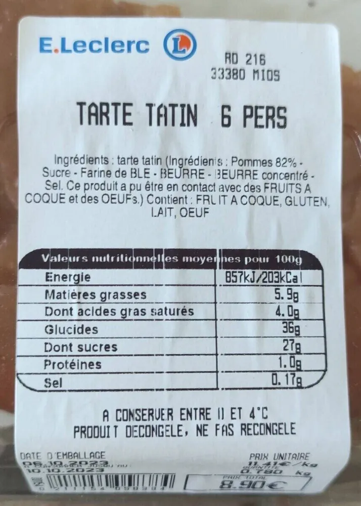 Tarte TATIN 6 PERS