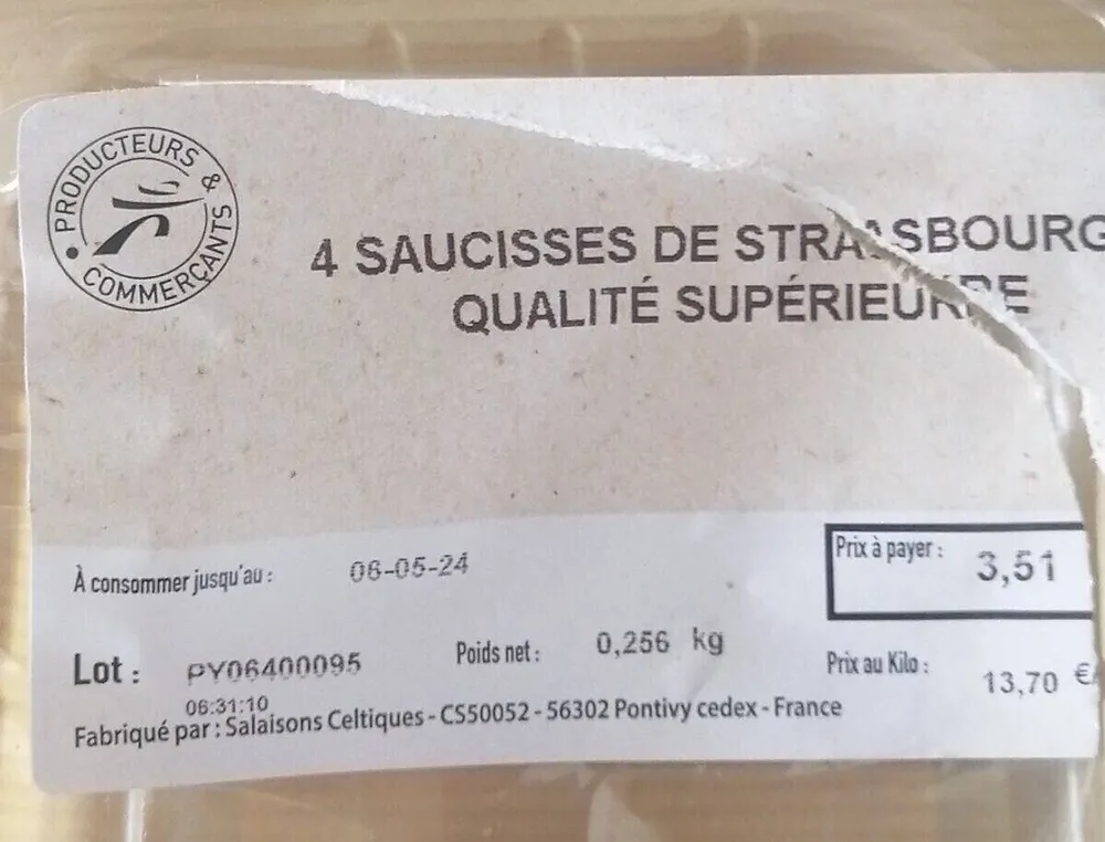 Saucisses de Strasbourg x 4