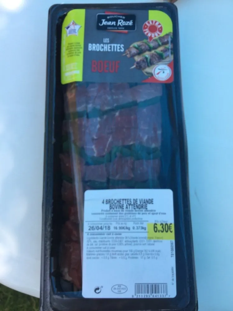 4 Brochettes de viande bovine attendrie