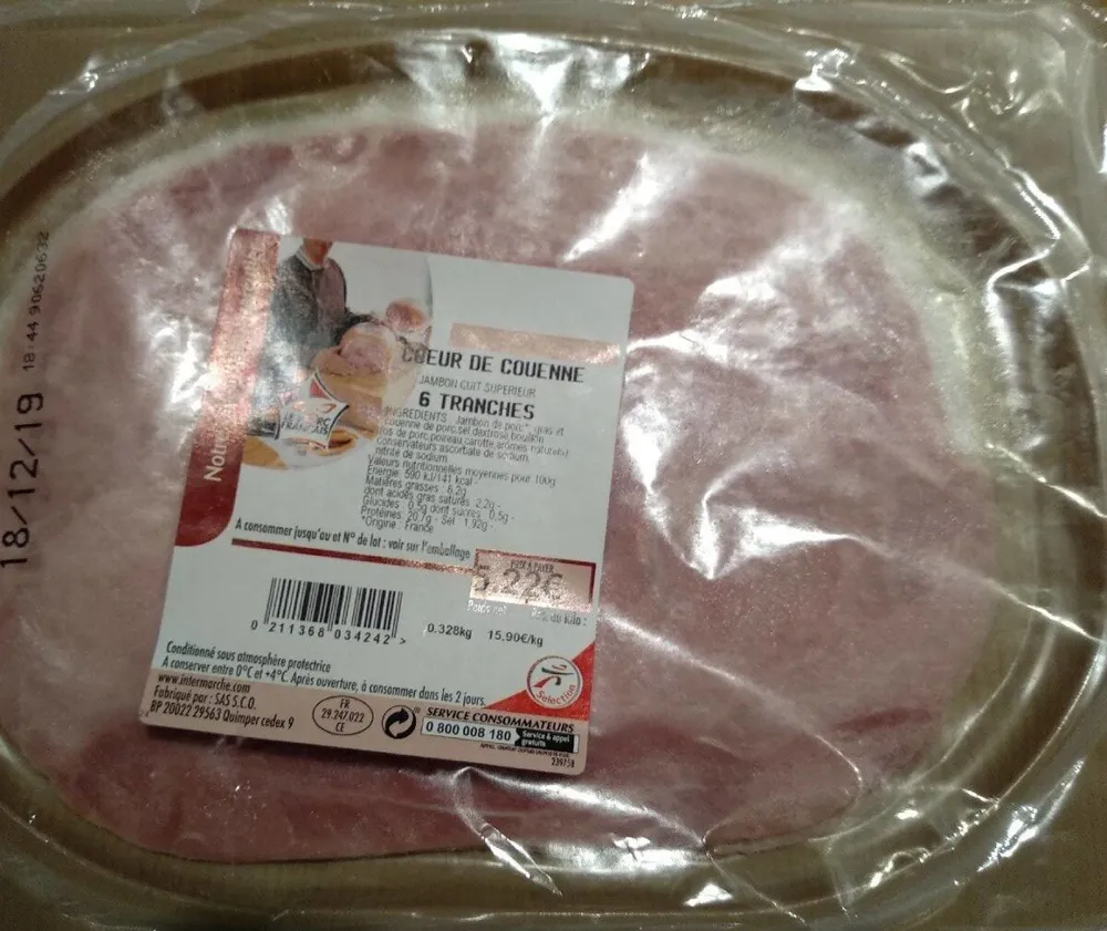 Jambon coeur de couenne 6 tranches