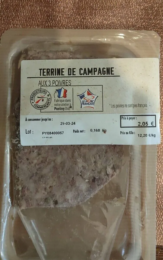 Terrine de campagne aux trois poivres