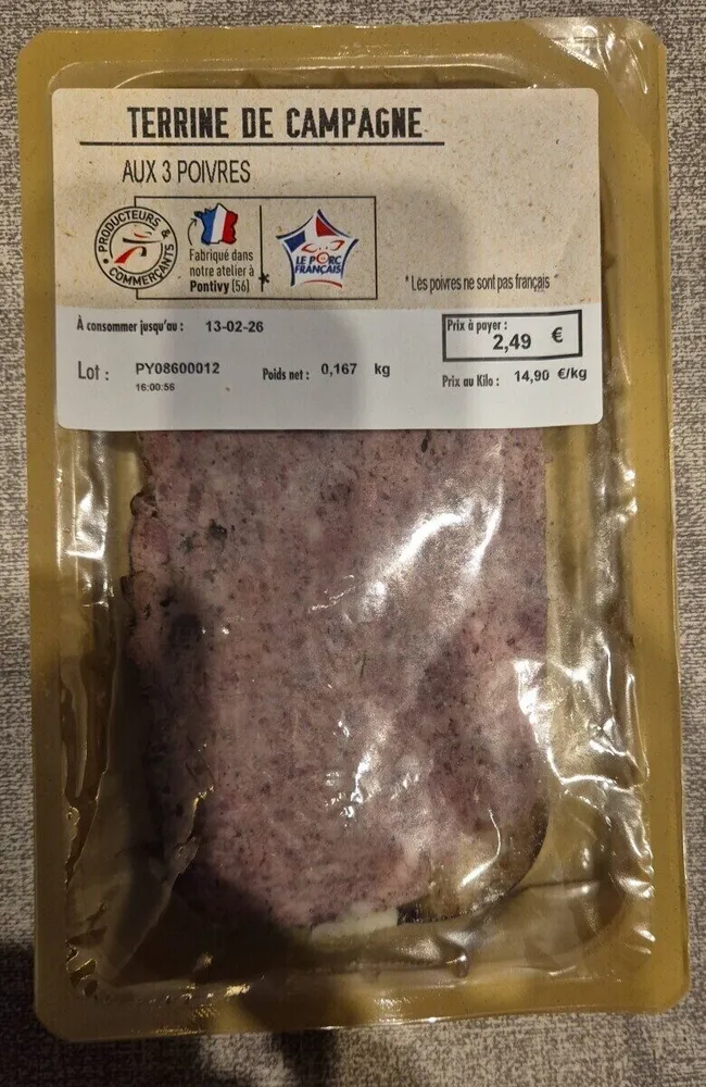 Terrine de campagne aux 3 poivres