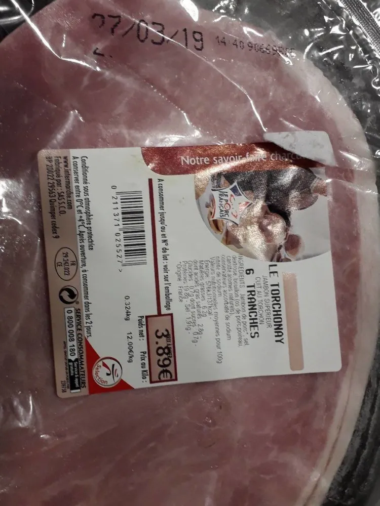 Le torchonay jambon supérieur cuit au torchon